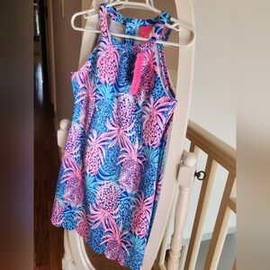Girls Sz 16 Lilly Pulitzer Sophelia Shift Dress, 'Borealis Blue Tropic Down Low'